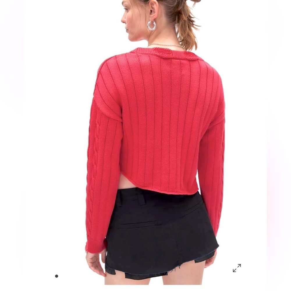 BDG Urban Outfitters Emmett Cable Knit Asymmetric Pullover Sweater Size Medium - Picture 4 of 12